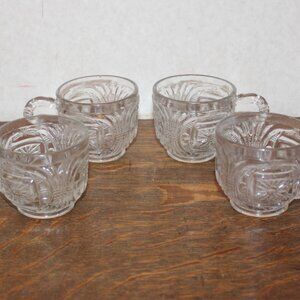 Vintage Jenkins Sunburst Glass Cups - Set of 4